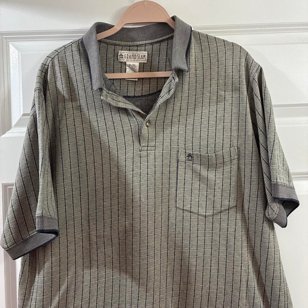 Grand Slam brown and grey plaid polo shirt Original Penguin by Munsingwear